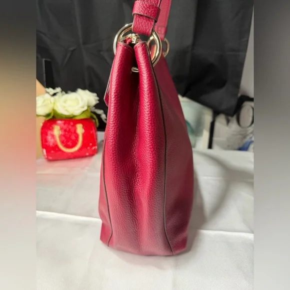 Kate Spade pebbled leather burgundy tote bag - Picture 3 of 15